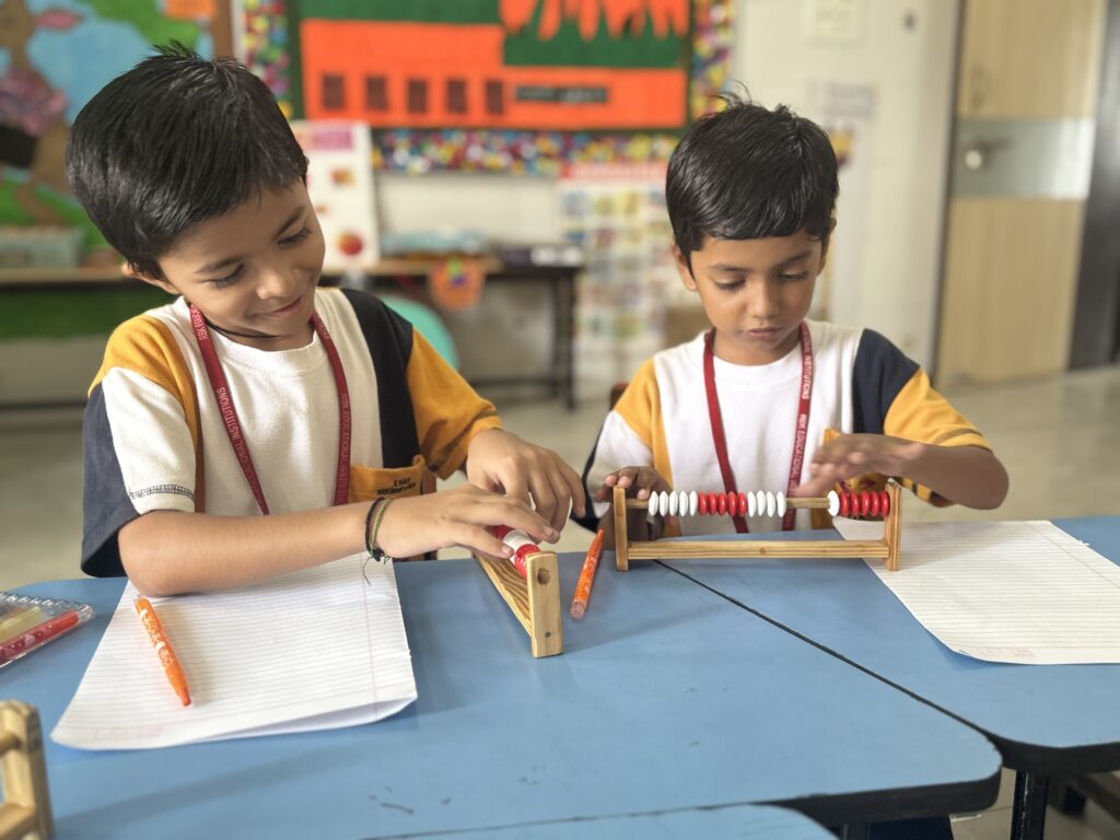 Students during a maths activity at RBK Hanumant High School